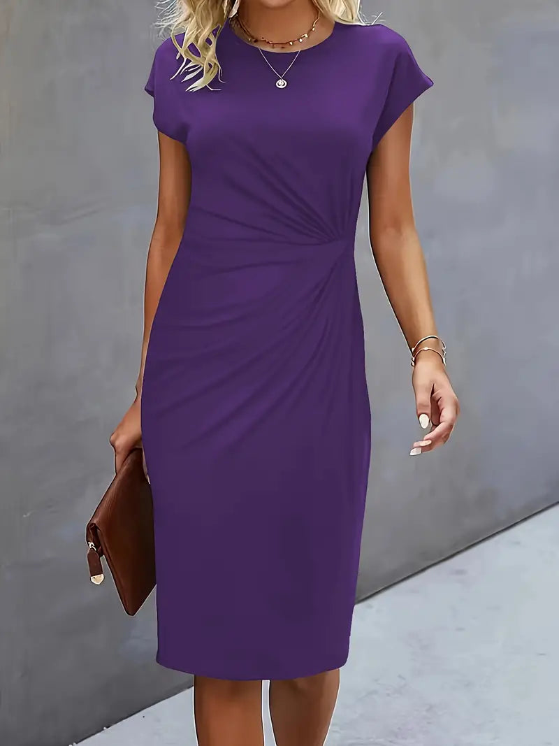 Katie | Women's Short Sleeve Bodycon Midi Dress-The Yellow Prime