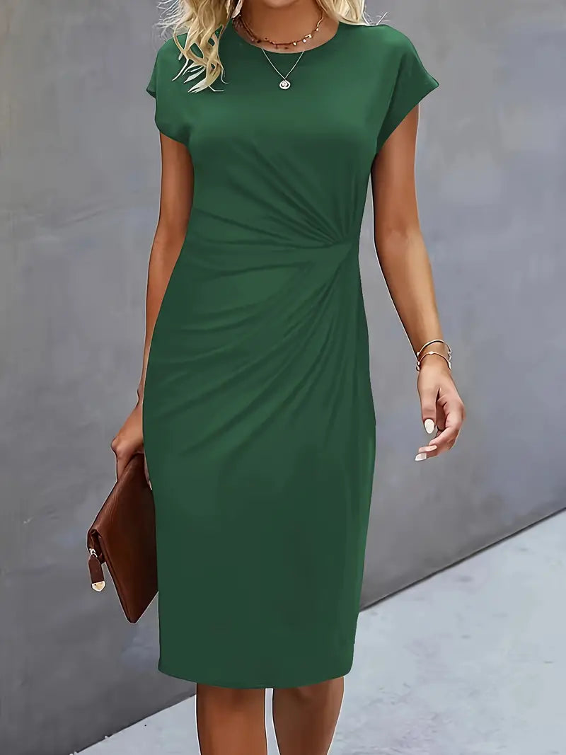 Katie | Women's Short Sleeve Bodycon Midi Dress-The Yellow Prime