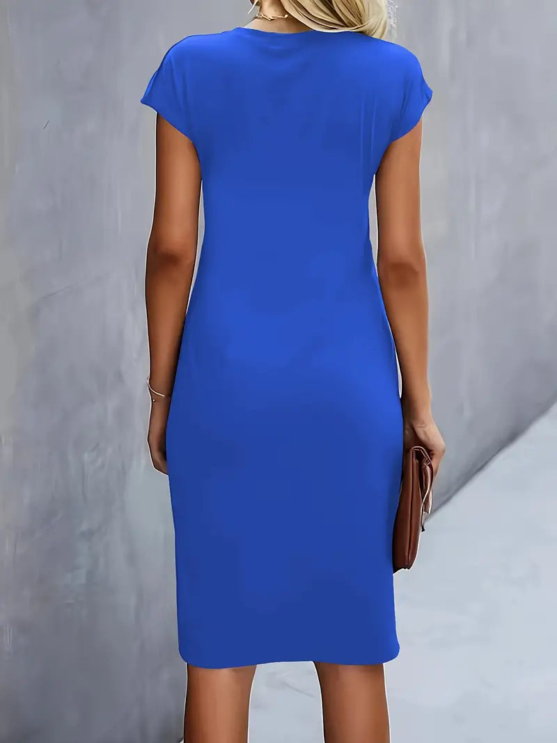 Katie | Women's Short Sleeve Bodycon Midi Dress-The Yellow Prime
