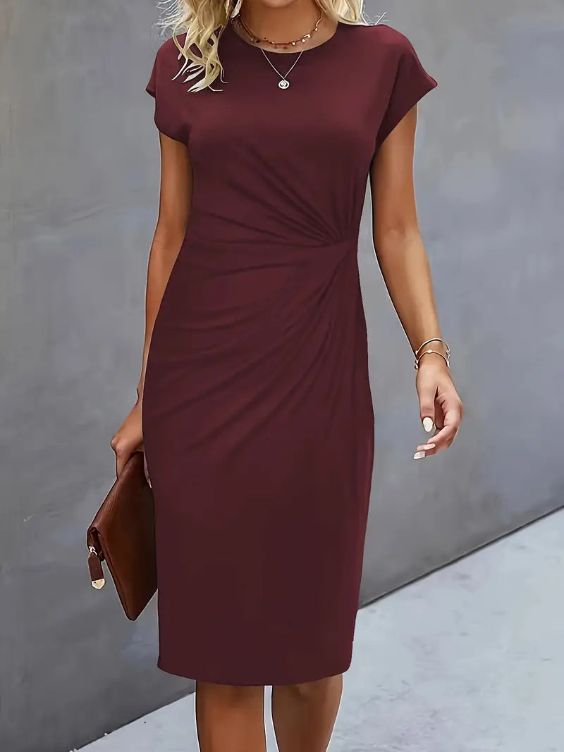 Katie | Women's Short Sleeve Bodycon Midi Dress-The Yellow Prime