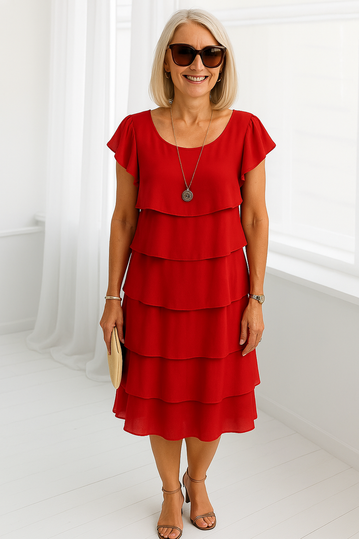 Karen | Women's Layered Midi Dress-The Yellow Prime