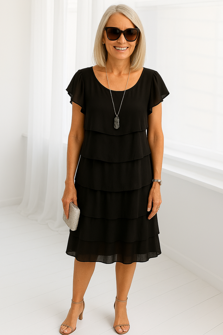 Karen | Women's Layered Midi Dress-The Yellow Prime