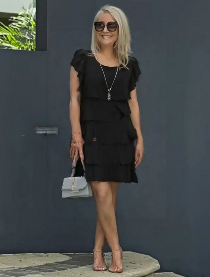 Karen | Women's Layered Midi Dress-The Yellow Prime