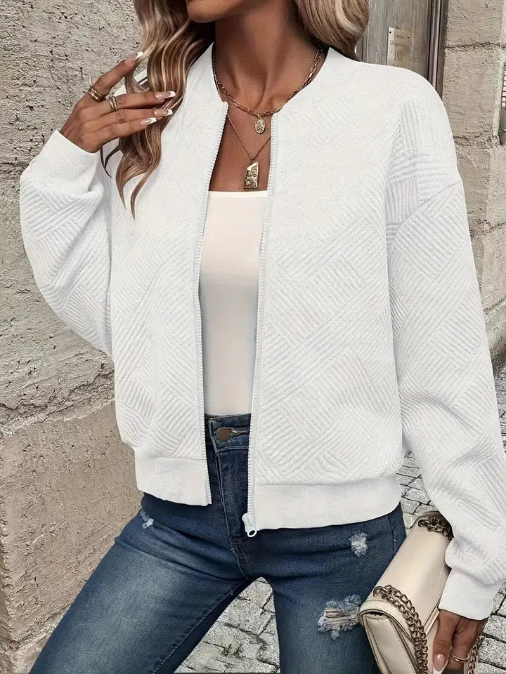 Women's Stylish Casual Pattern Front Zip Cardigan Sweater