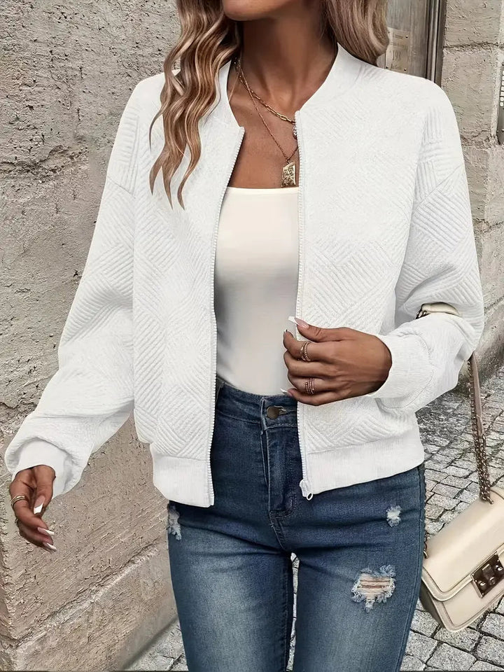 Women's Stylish Casual Pattern Front Zip Cardigan Sweater