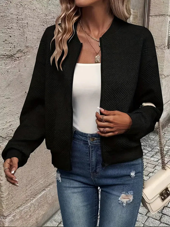 Women's Stylish Casual Pattern Front Zip Cardigan Sweater