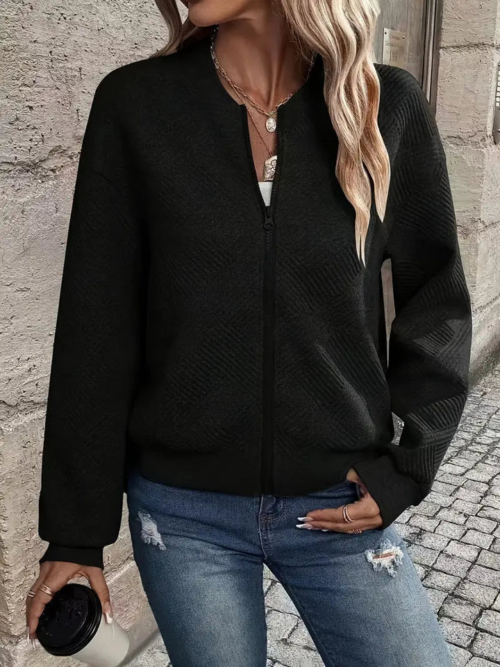 Women's Stylish Casual Pattern Front Zip Cardigan Sweater