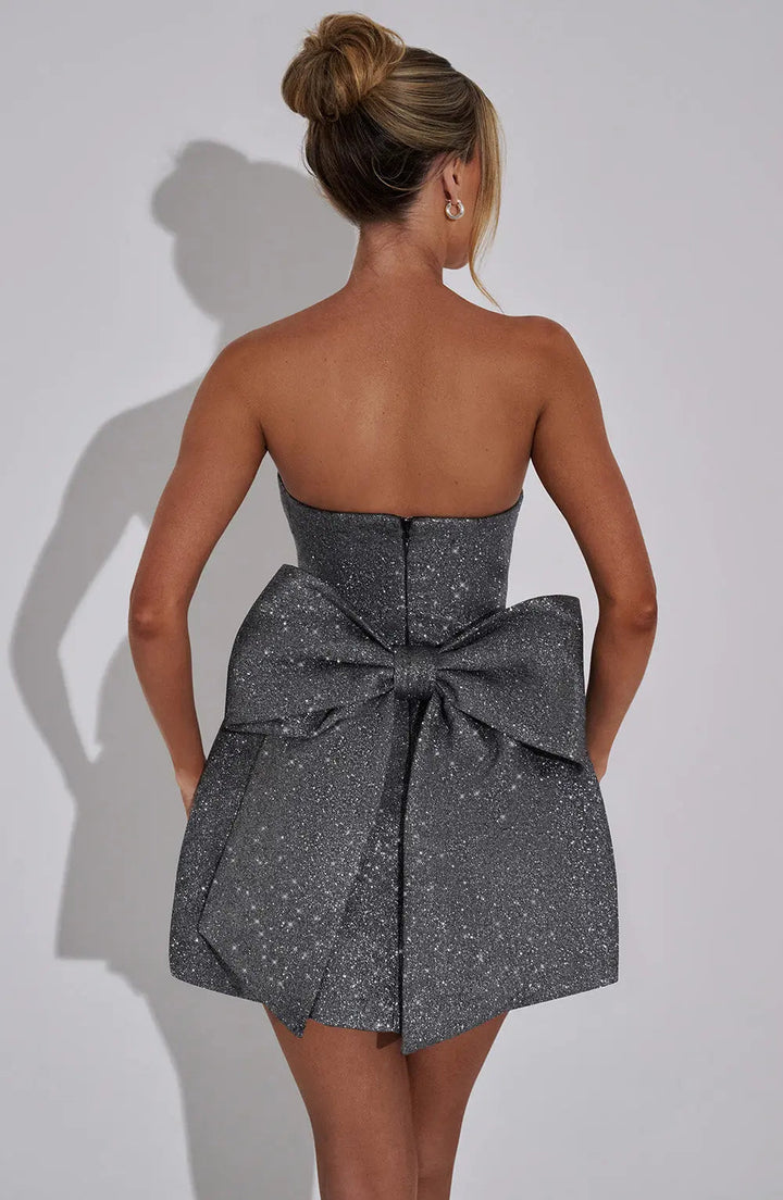 Emma | Women's Shiny Mini Dress – Elegant Night Out Attire-The Yellow Prime