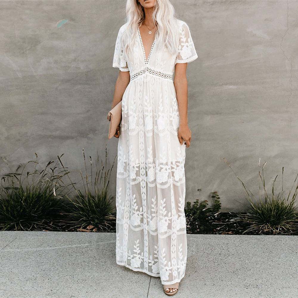 Mary | Women's Elegant Long Sleeve Maxi Dress-The Yellow Prime
