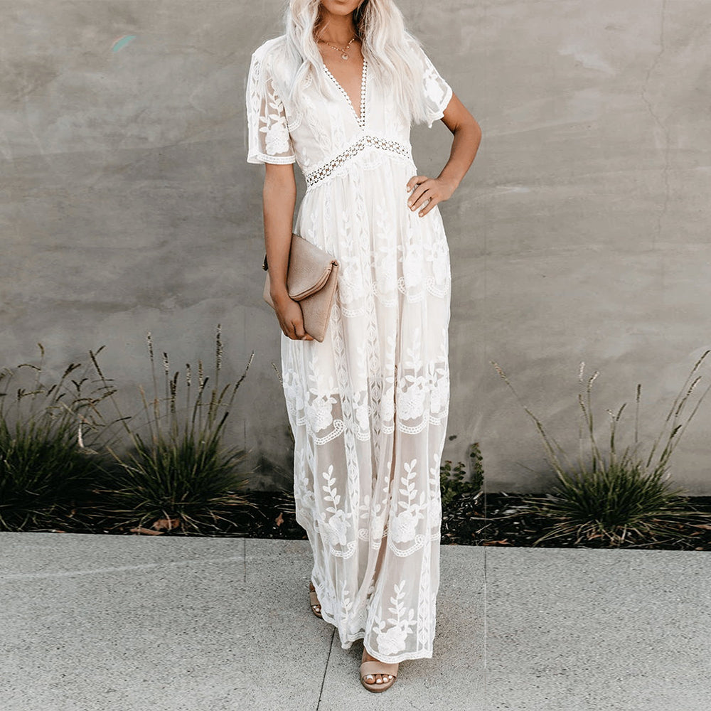 Mary | Women's Elegant Long Sleeve Maxi Dress-The Yellow Prime
