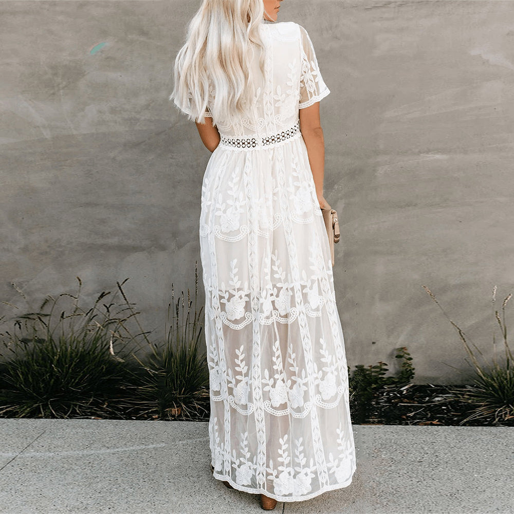Mary | Women's Elegant Long Sleeve Maxi Dress-The Yellow Prime