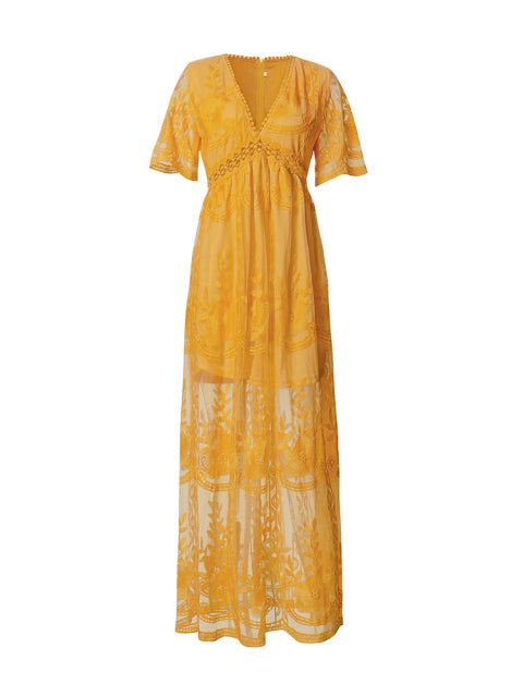 Mary | Women's Elegant Long Sleeve Maxi Dress-The Yellow Prime