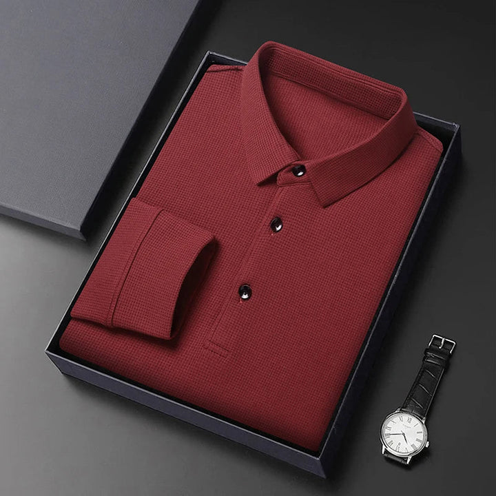 Riniel | Men's Modern Slim-Fit Long Sleeve Polo Shirt-The Yellow Prime