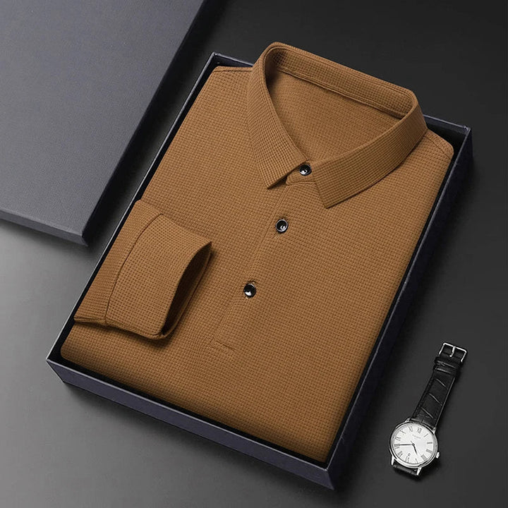Riniel | Men's Modern Slim-Fit Long Sleeve Polo Shirt-The Yellow Prime