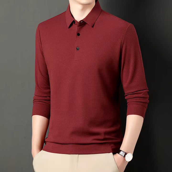 Riniel | Men's Modern Slim-Fit Long Sleeve Polo Shirt-The Yellow Prime