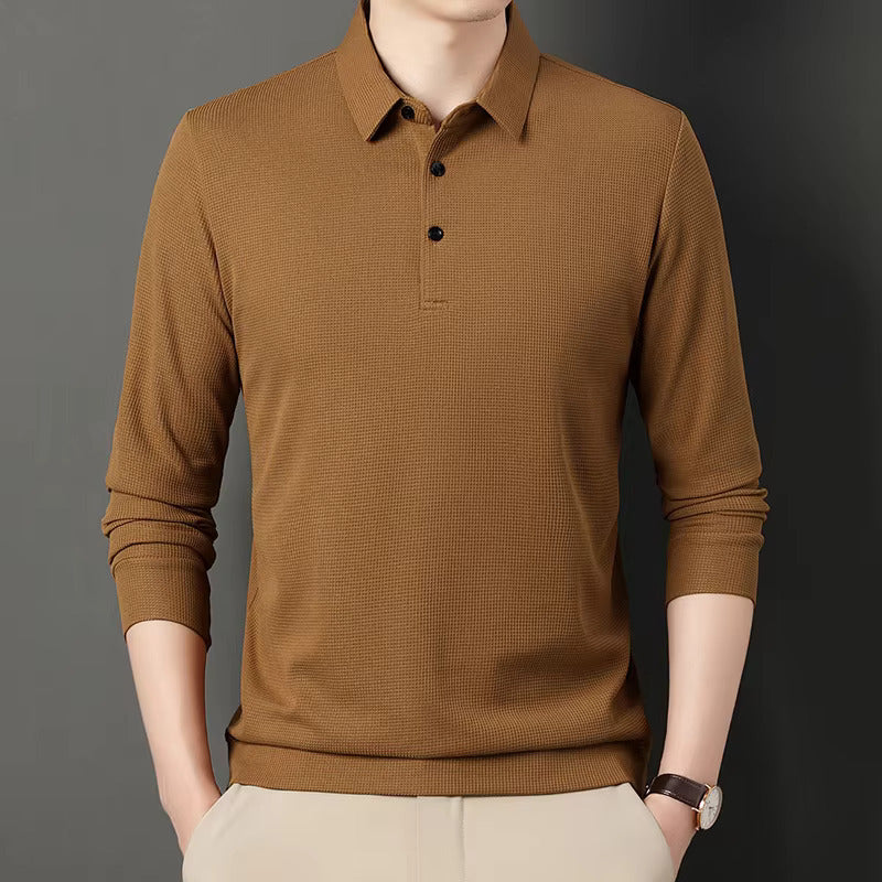 Riniel | Men's Modern Slim-Fit Long Sleeve Polo Shirt-The Yellow Prime
