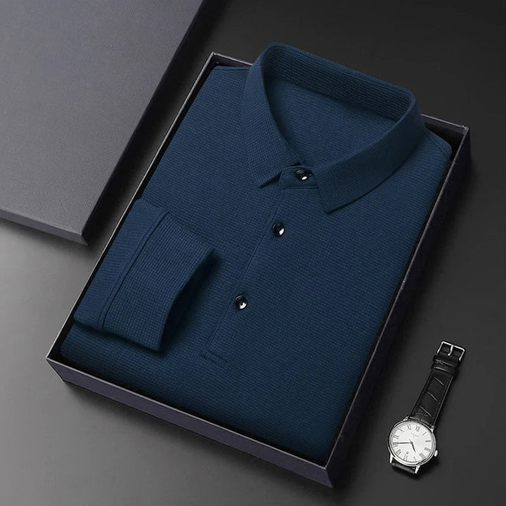 Riniel | Men's Modern Slim-Fit Long Sleeve Polo Shirt-The Yellow Prime