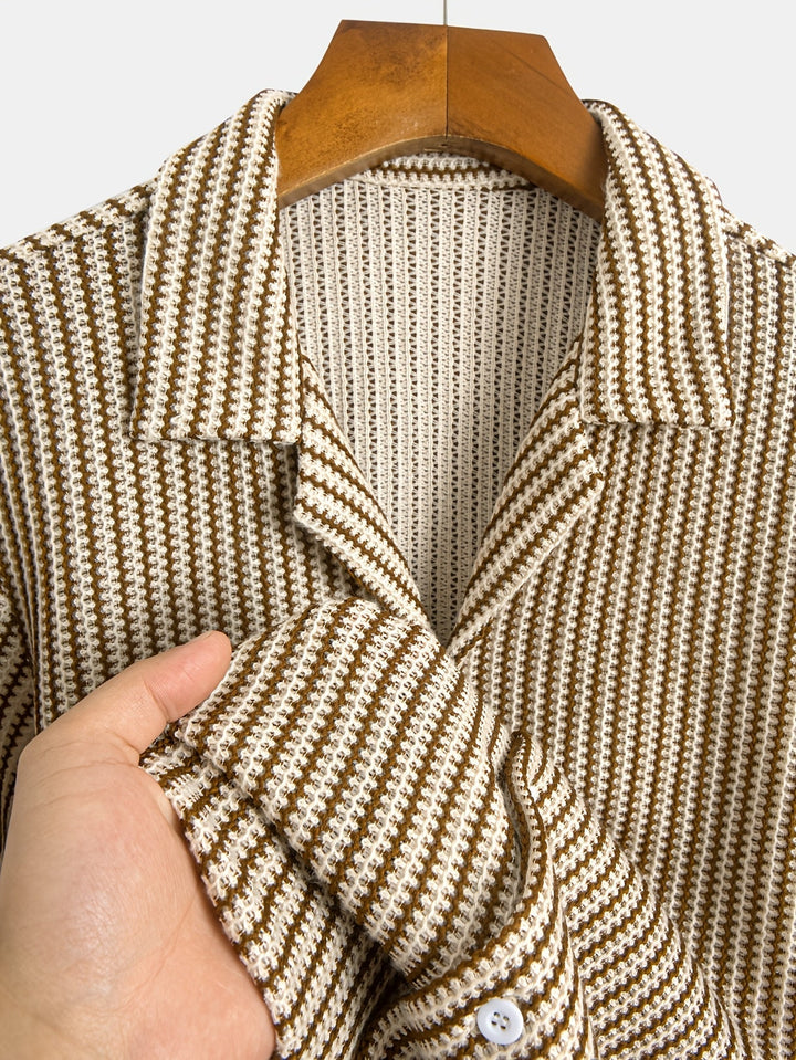 Vann | Stylish Striped Men's Button-Up Shirt-The Yellow Prime