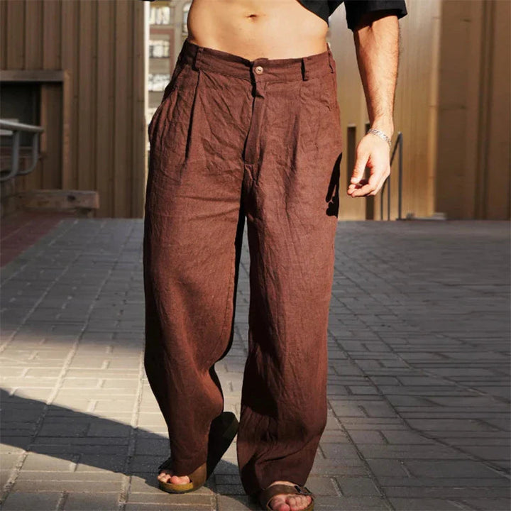 Mason | Men's Relaxed Wide Leg Linen Pants-The Yellow Prime