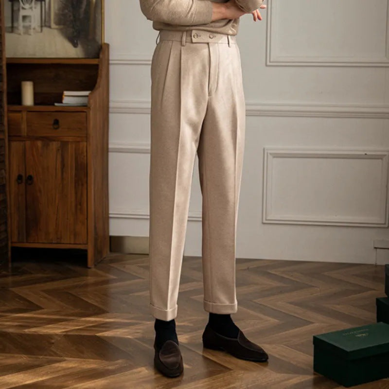 Dylan | Stylish High Waist Pleated Men's Trousers-The Yellow Prime