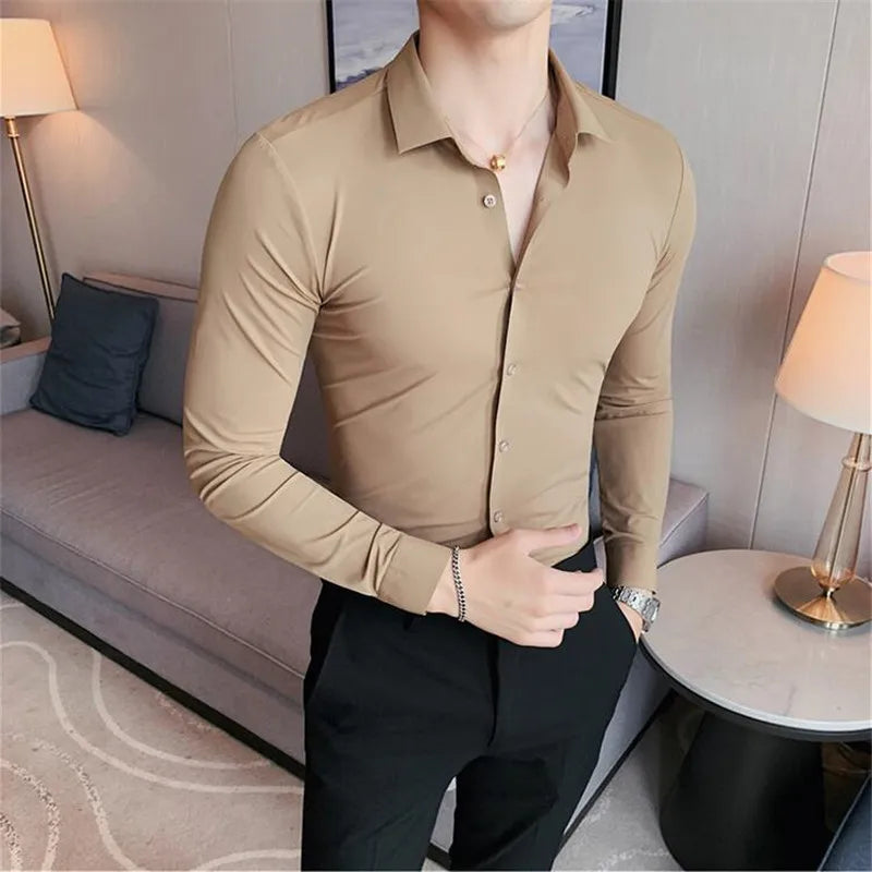 James | Slim Fit Men's Dress Shirt for Formal Occasions-The Yellow Prime