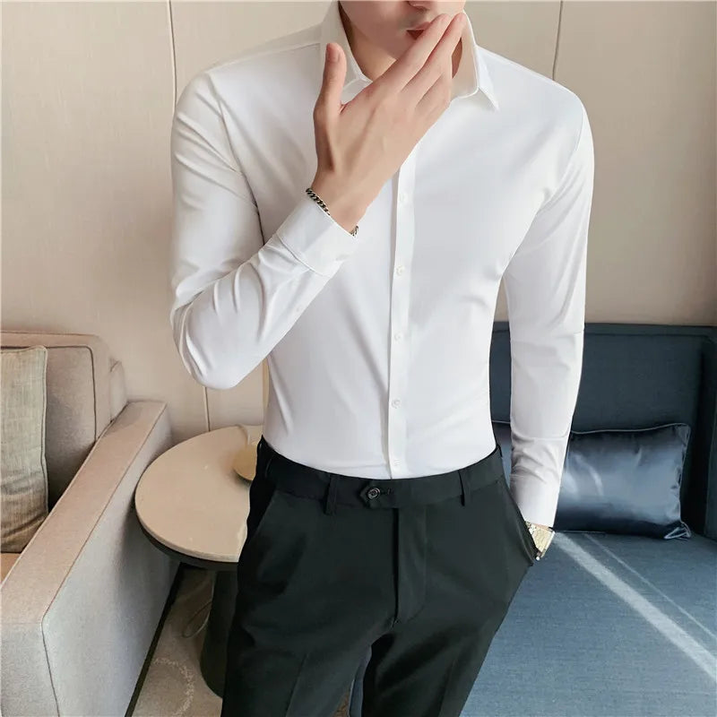 James | Slim Fit Men's Dress Shirt for Formal Occasions-The Yellow Prime