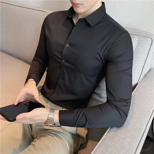 James | Slim Fit Men's Dress Shirt for Formal Occasions-The Yellow Prime