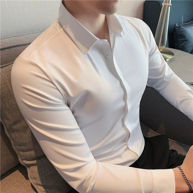 James | Slim Fit Men's Dress Shirt for Formal Occasions-The Yellow Prime