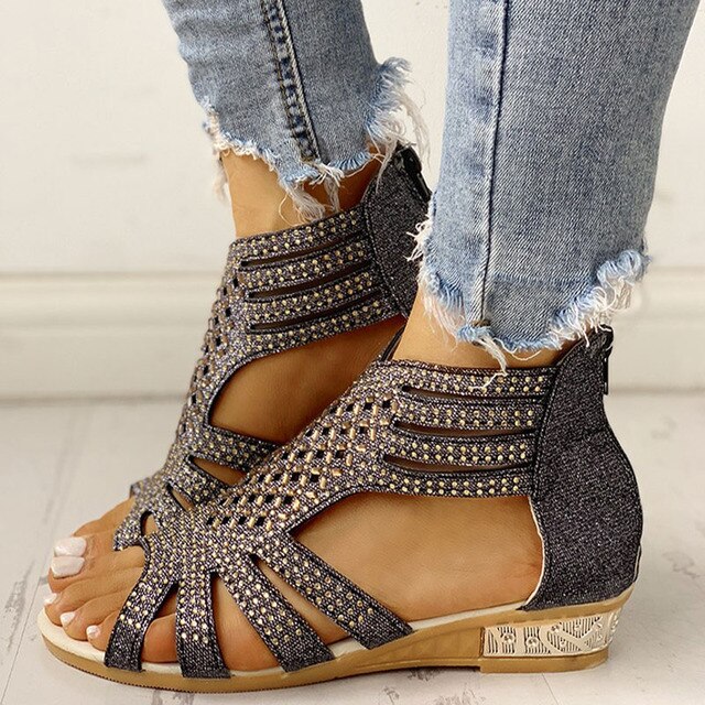 Eva | Women's Luxurious Orthopedic Sandals with Low Heel-The Yellow Prime
