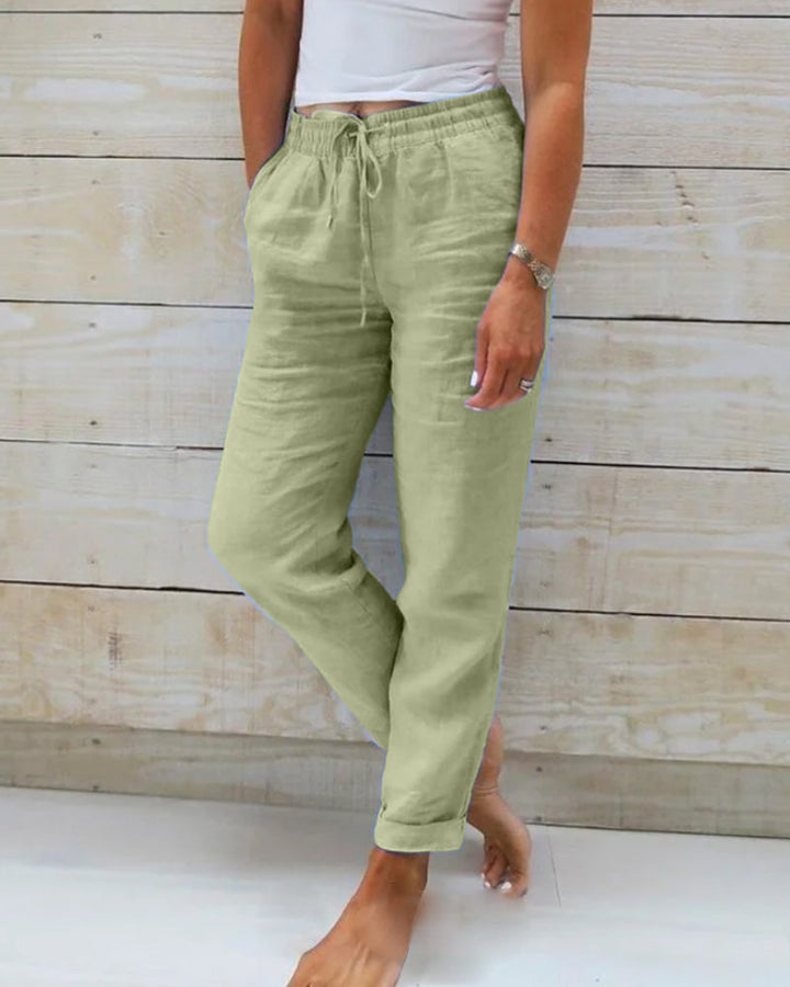 Evelien | Women's Comfortable Stylish Elastic Linen Pants-The Yellow Prime
