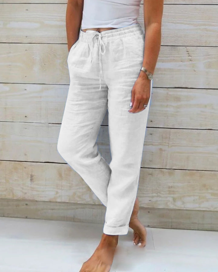 Evelien | Women's Comfortable Stylish Elastic Linen Pants-The Yellow Prime