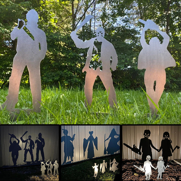 Kovový zahradní zápich Stínový vrhač padoucha na Halloween s projekcí reflektorem