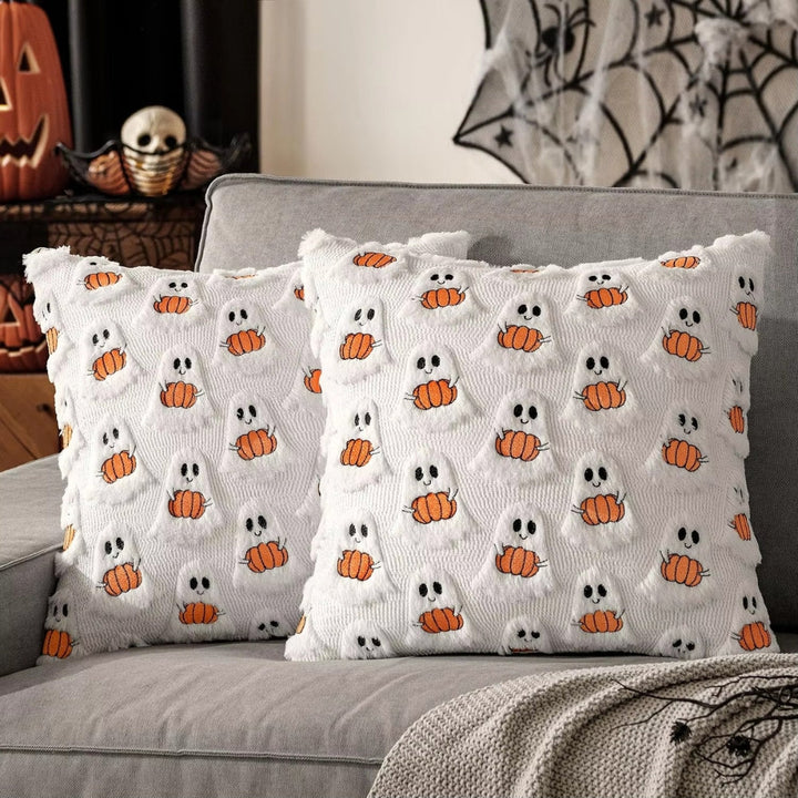 Halloween's Pumpkin Pattern Cushion Cover in Soft Microfiber Blend