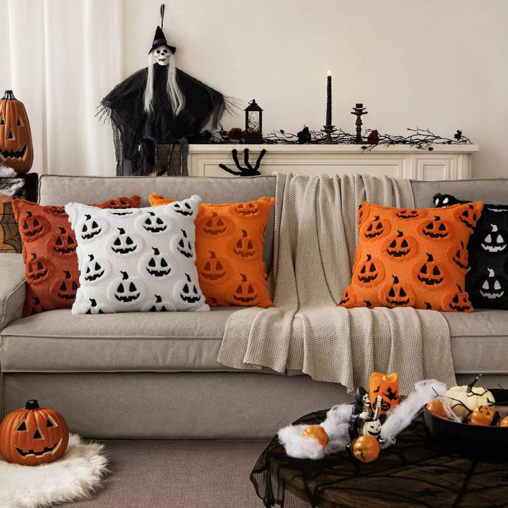 Halloween's Pumpkin Pattern Cushion Cover in Soft Microfiber Blend