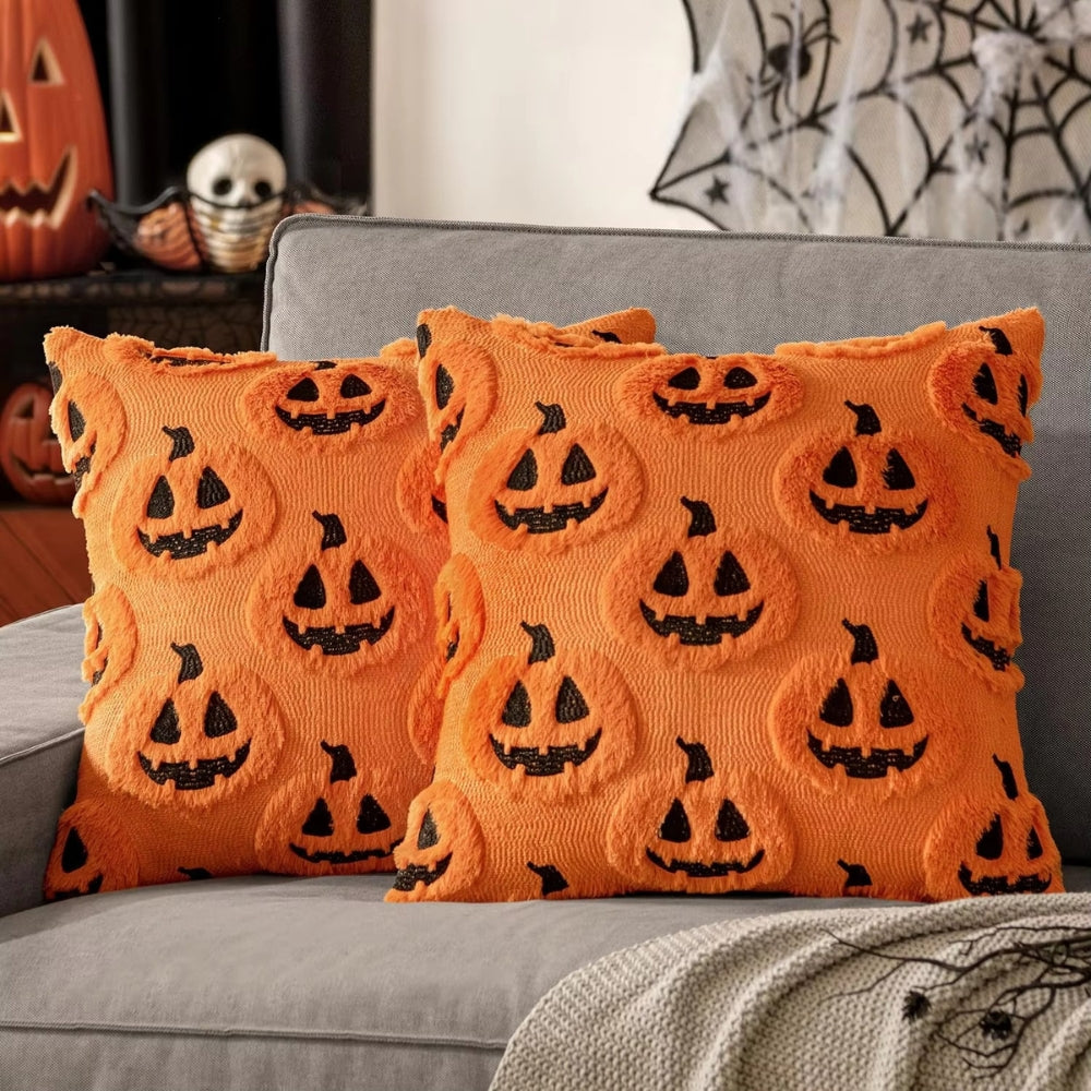 Halloween's Pumpkin Pattern Cushion Cover in Soft Microfiber Blend
