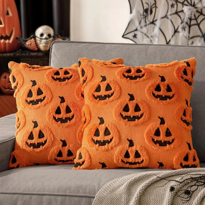 Halloween's Pumpkin Pattern Cushion Cover in Soft Microfiber Blend