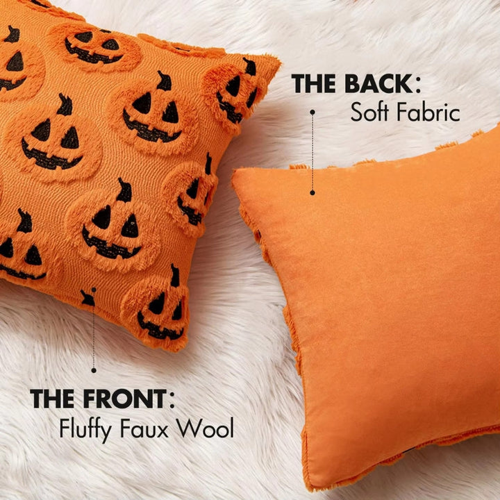 Halloween's Pumpkin Pattern Cushion Cover in Soft Microfiber Blend