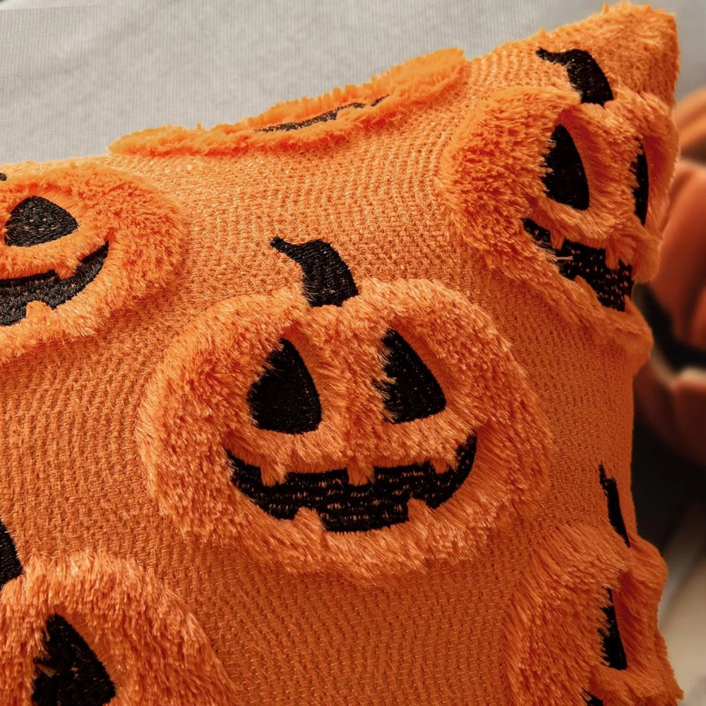 Halloween's Pumpkin Pattern Cushion Cover in Soft Microfiber Blend