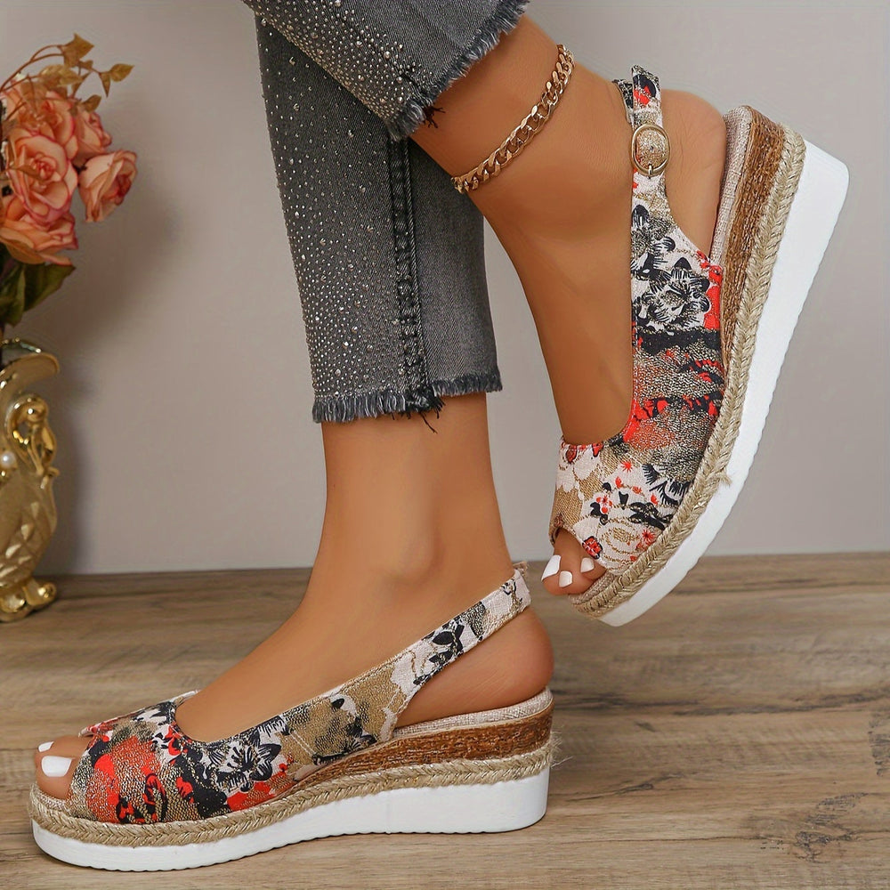 Flora | Women's Stylish Comfortable Floral Wedge Sandals-The Yellow Prime