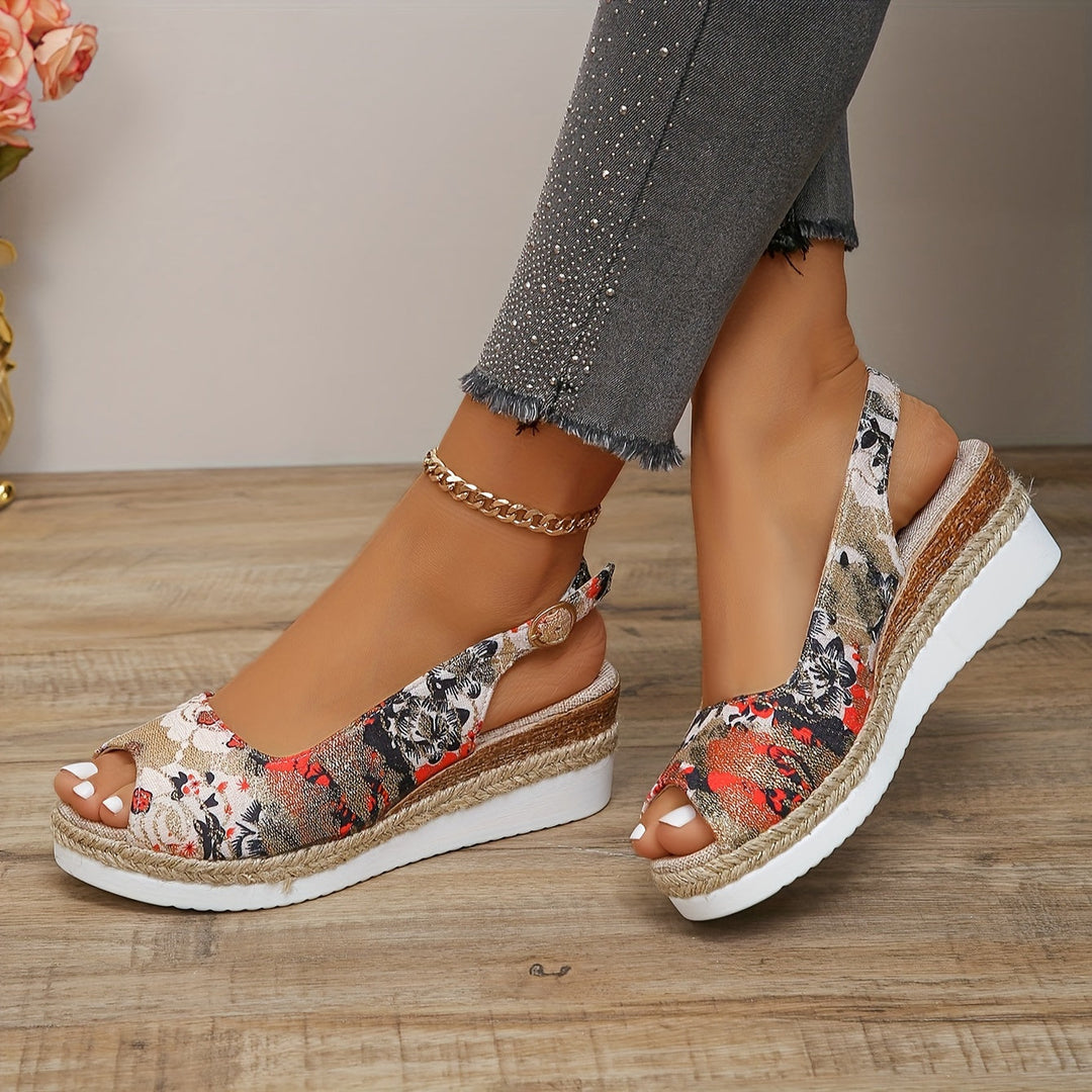 Flora | Women's Stylish Comfortable Floral Wedge Sandals-The Yellow Prime