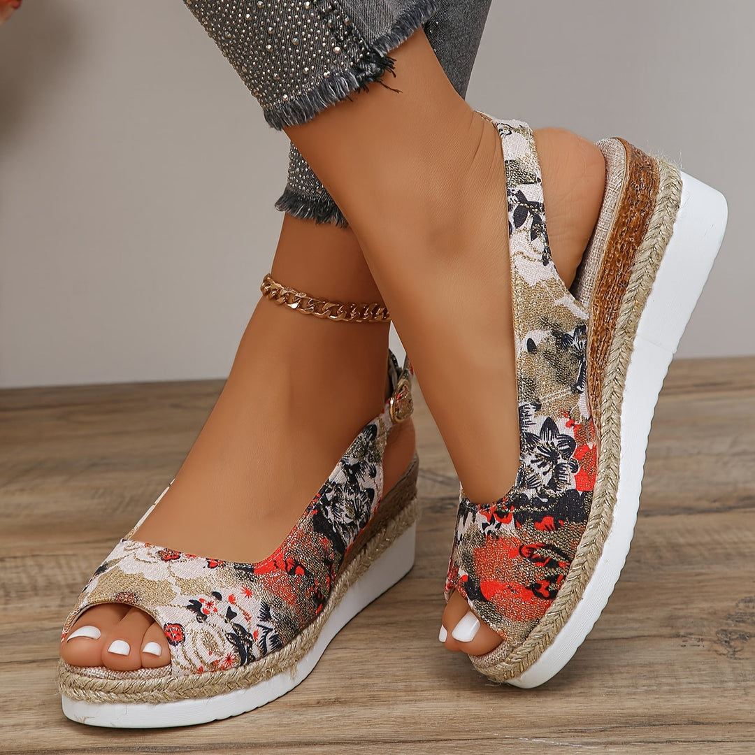 Flora | Women's Stylish Comfortable Floral Wedge Sandals-The Yellow Prime