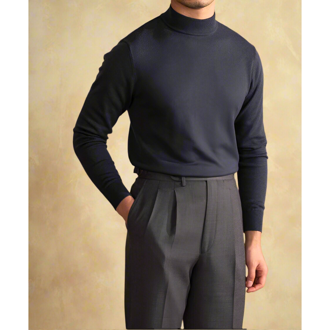 Maglione dolcevita da uomo, morbido e classico, in lana aderente, per il lavoro