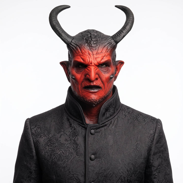 Realistisk dæmonmaske med horn fra Halloween til cosplay og fester