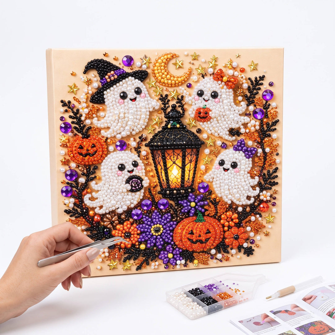 Kits de arte com diamantes e pérolas para adultos - decoração de parede DIY para Halloween