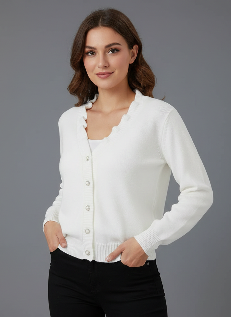 Darcey | Women's Ruffle Blouse with Buttons-The Yellow Prime