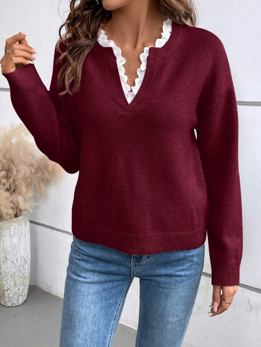 Gillian | Women's Elegant V-Neck Jumper-The Yellow Prime