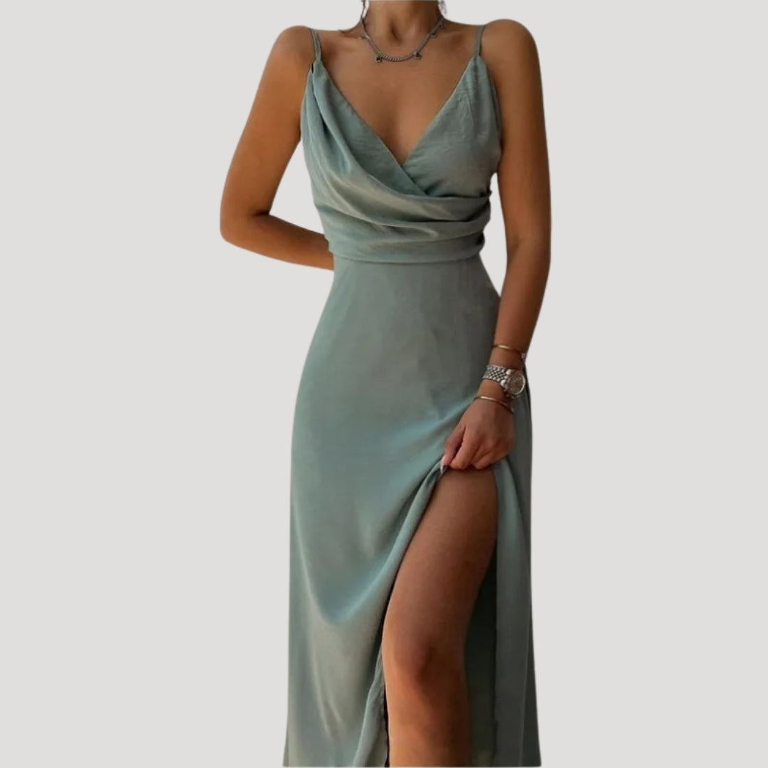 Giulia | Women's Elegant Maxi Dress with Slit for Wedding Guests-The Yellow Prime