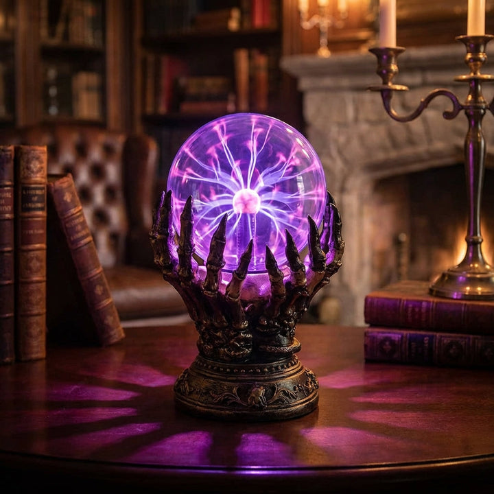 Halloween's Interactive Touch Skeletal Hand Plasma Lamp with Color Change