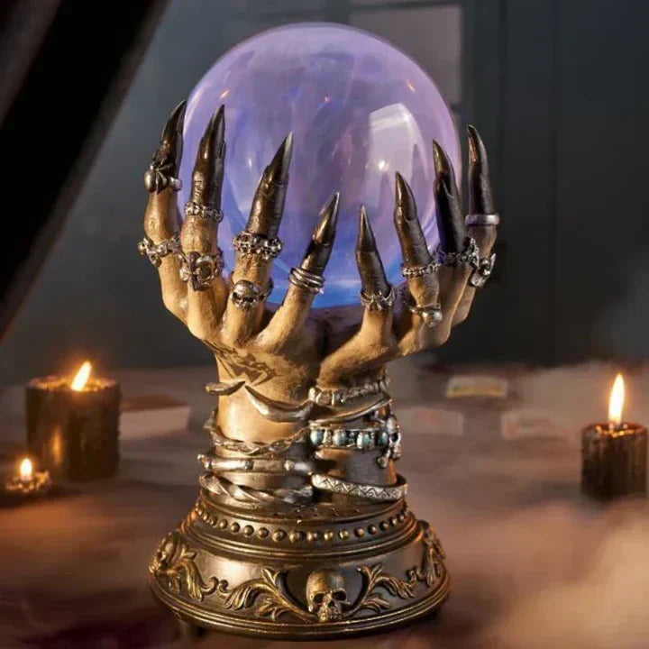 Halloween's Interactive Touch Skeletal Hand Plasma Lamp with Color Change