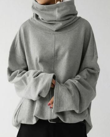 Women's Oversized Turtleneck Sweatshirt - Cotton Funnel Neck-The Yellow Prime